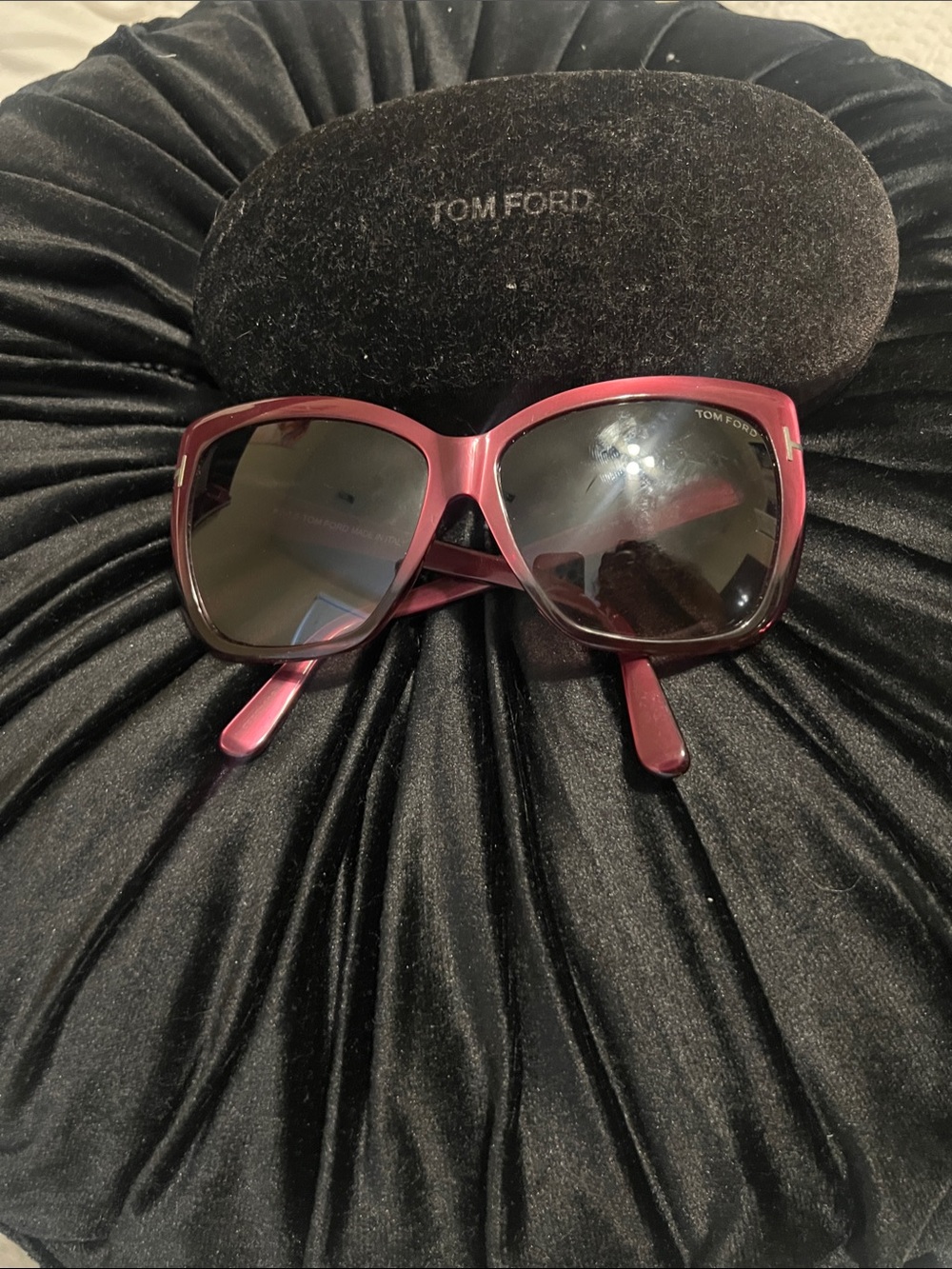 Tom Ford Women's Sunglasses in Burgundy Frame with Dark Lenses